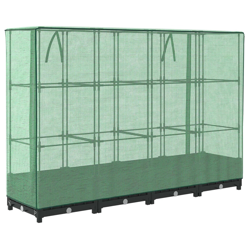 Aiuola rialzata/fioriera con copertura effetto rattan 160 x 40 x 123 cm nero 02_0038747