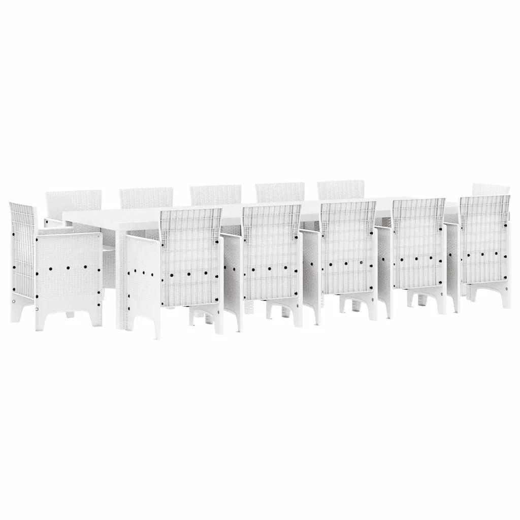 vidaXL Set da Pranzo per Giardino 13 pcs Bianco Poly Rattan
