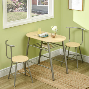 Set Tavolo e 2 Sedie  da Giardino in MDF e Acciaio Argento