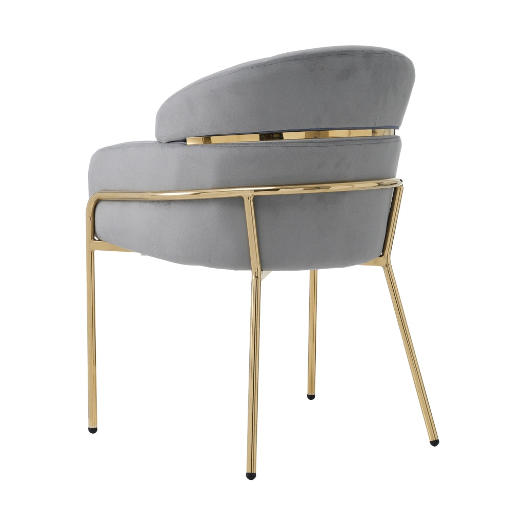 Chaise de salle à manger in velluto con quattro gambe in metallo, seduta ergonomica, grigio, 59.69 × 59.69 × 55.88 cm