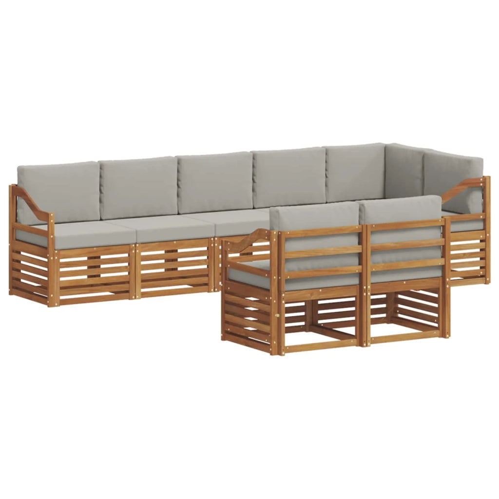 Set divani con cuscino 8 pcs Grigio Naturale e Chiaro