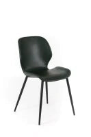 E-STYLO Sedia da pranzo in soft touch verde scuro e gambe in metallo nero, 55cm X 45cm H. 83cm.