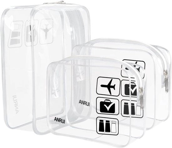 Set di 3 tazze da viaggio TSA autorizzate, tazze trasparenti per il trasporto di liquidi, borse da bagno per donne e uomini, R1 trasparente