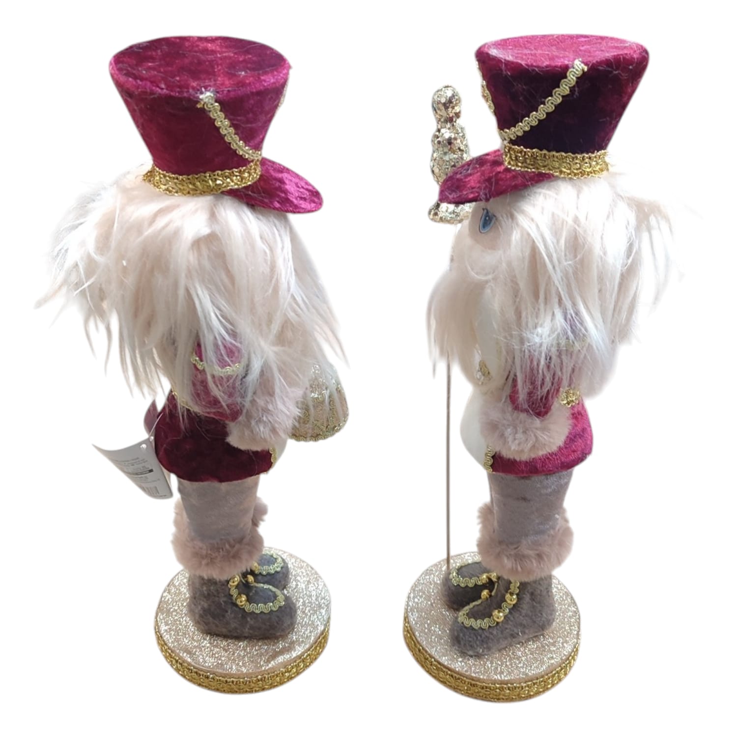 Soldatino Natalizio Decorativo 41cm in Tessuto e Polistirolo Rosa/Rosso