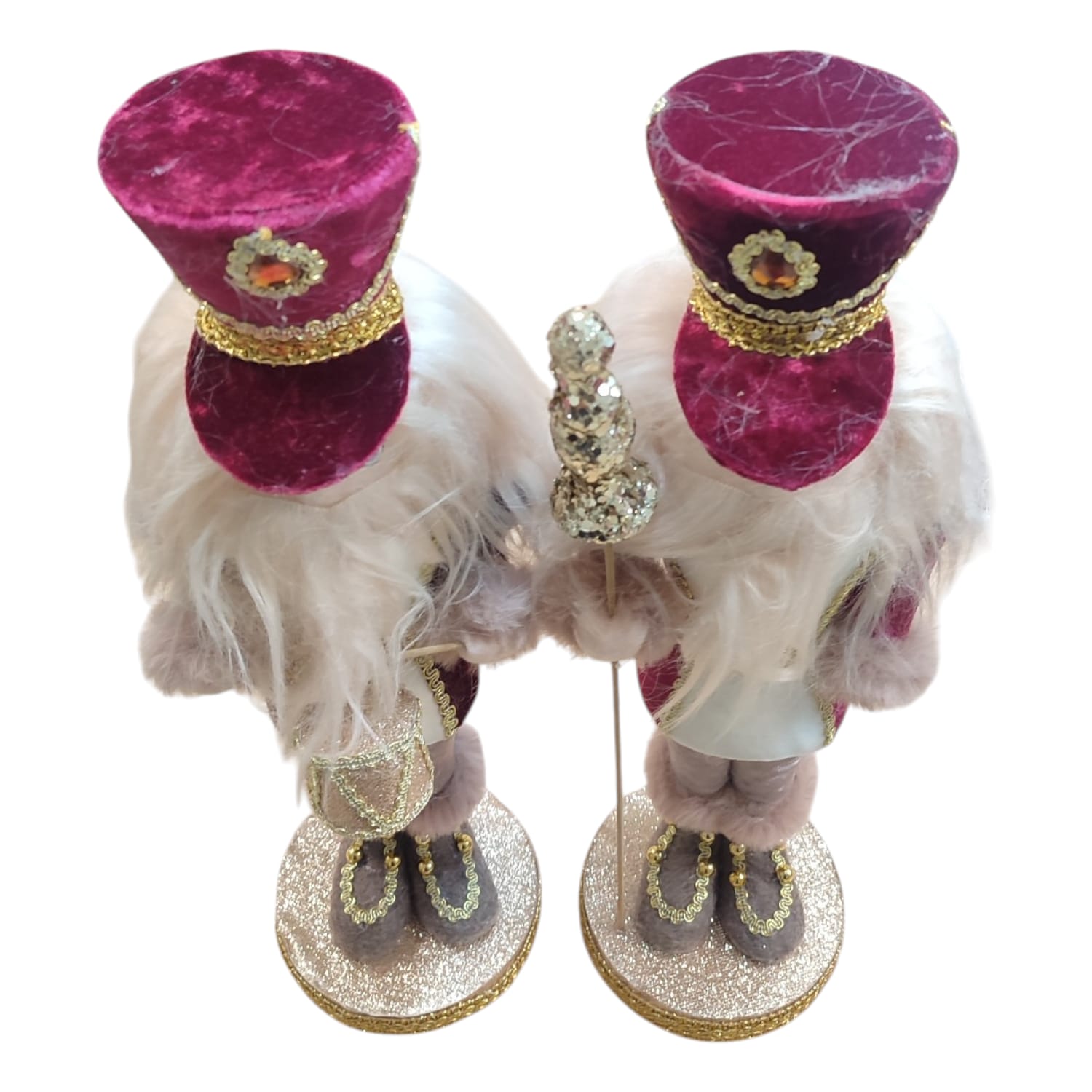 Soldatino Natalizio Decorativo 41cm in Tessuto e Polistirolo Rosa/Rosso