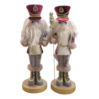 Soldatino Natalizio Decorativo 41cm in Tessuto e Polistirolo Rosa/Rosso