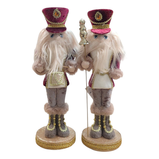 Soldatino Natalizio Decorativo 41cm in Tessuto e Polistirolo Rosa/Rosso