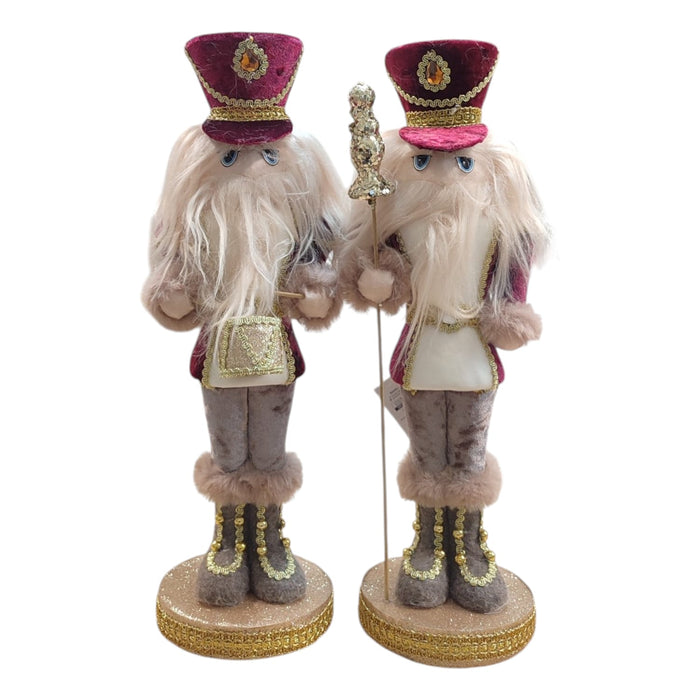 Soldatino Natalizio Decorativo 41cm in Tessuto e Polistirolo Rosa/Rosso