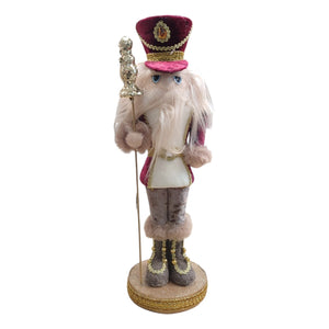 Soldatino Natalizio Decorativo 41cm in Tessuto e Polistirolo Rosa/Rosso