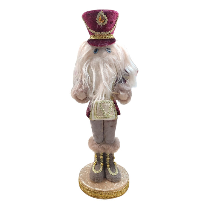 Soldatino Natalizio Decorativo 41cm in Tessuto e Polistirolo Rosa/Rosso