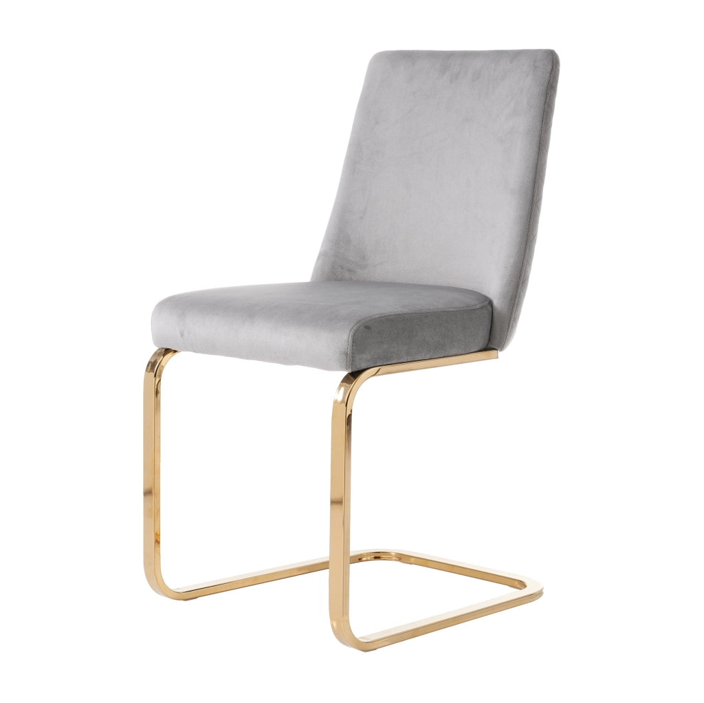 Set di 6 sedie da pranzo in velluto grigio con gambe in metallo