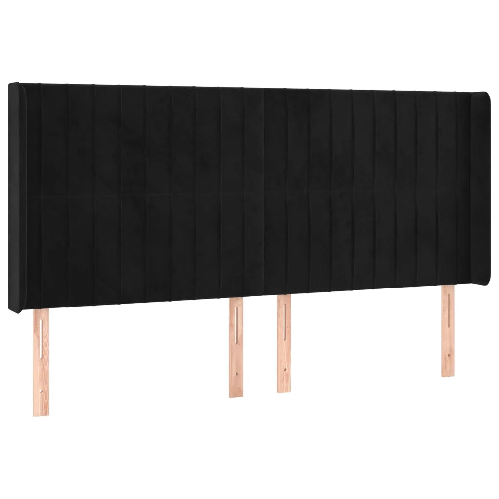 Letto a Molle con Materasso e LED Nero 160x200 cm in Velluto
