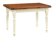 Biscottini Tavolo Country allungabile in legno massello di tiglio struttura bianca anticata piano noce L120xPR80xH80 cm. Made in Italy