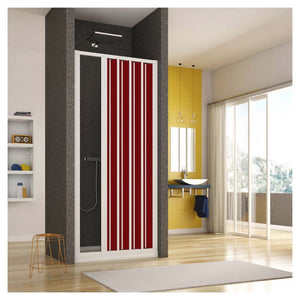 Box Doccia Nicchia in PVC - 1 lato Apertura Laterale a Soffietto Doghe Cieche Vari Colori - Misura: 140 x h185