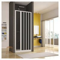 Box Doccia Nicchia in PVC - 1 lato Apertura Laterale a Soffietto Doghe Cieche Vari Colori - Misura: 130 x h185