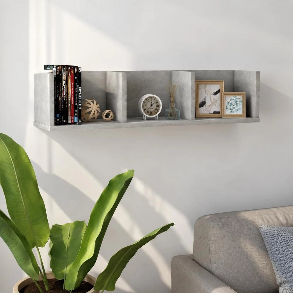 CD Wall Shelf, Concrete Grey, 75x18x18 Cm, Wood-based Material