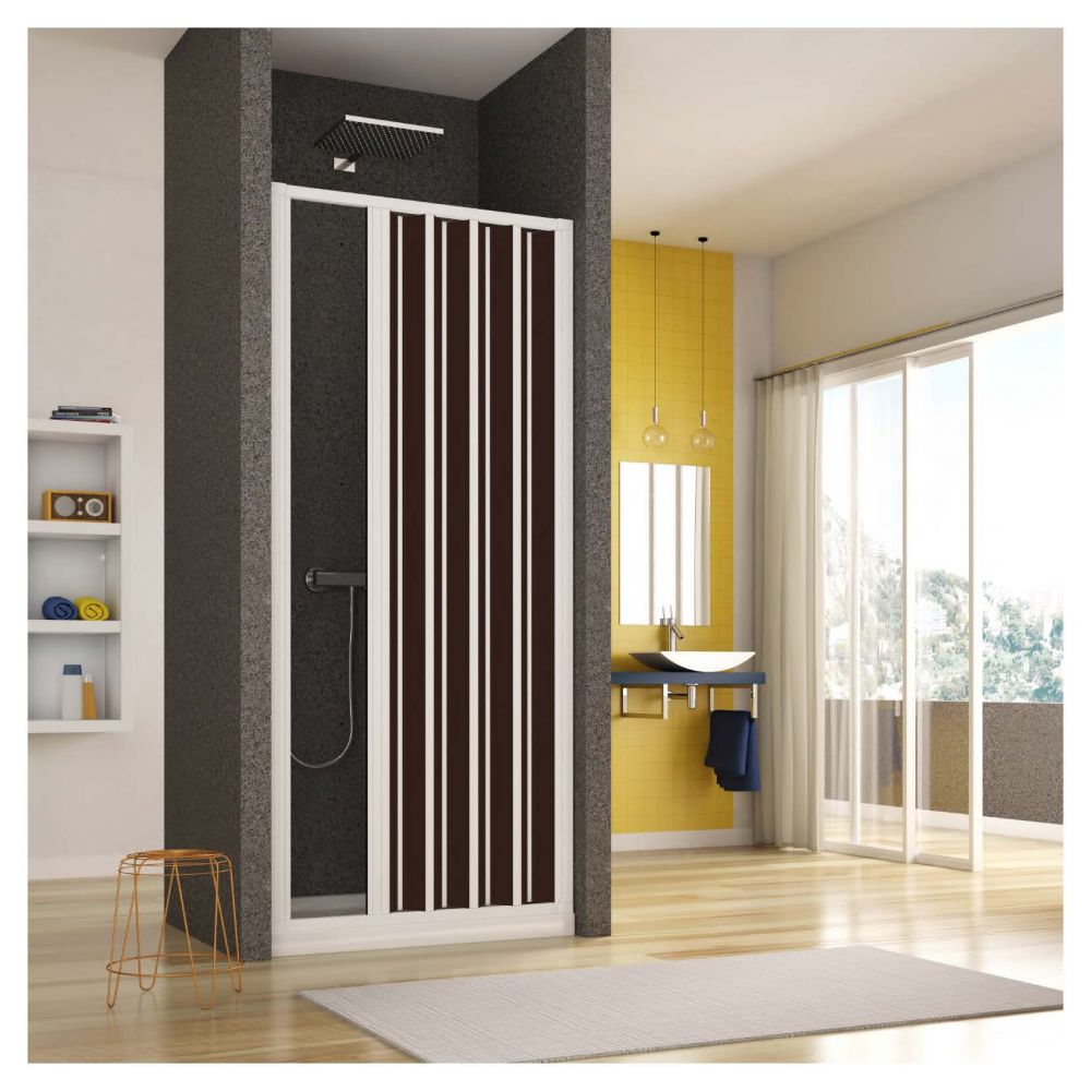 Box Doccia Nicchia in PVC - 1 lato Apertura Laterale a Soffietto Doghe Cieche Vari Colori - Misura: 85 x h185