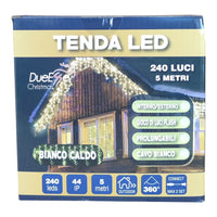 Tenda Luminosa 240 LED Bianco Caldo 5m IP44 Flash Interno Esterno prolungabile