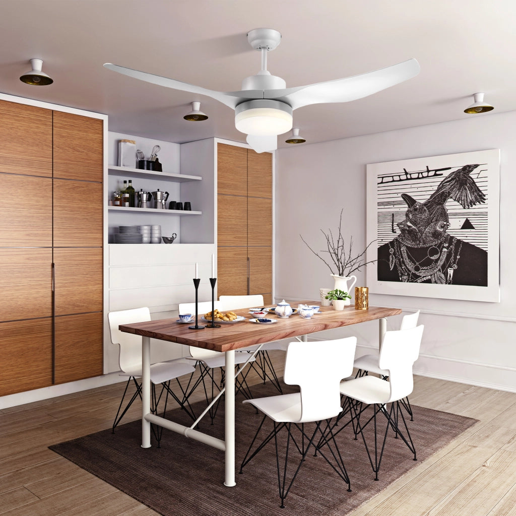 Ventilatore a Soffitto con Luce e Telecomando ¨C zephmum ¨C Bianco 132 cm