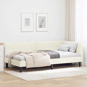 Cornice del letto ad angolo Crema 90 x 190 cm Velluto