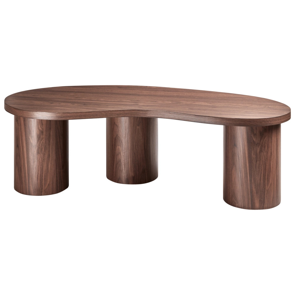 Tavolino da caffè con piano in MDF impiallacciato marrone scuro 130 x 52 cm Design moderno per soggiorno