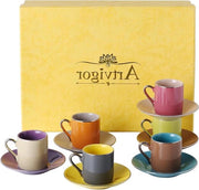 Set di tazze da caffè in ceramica 12 pezzi - caffè espresso 80 ml - set di tazze multicolore da caffè in ceramica 6 pezzi