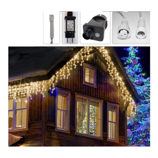 Tenda Luminosa 240 LED Bianco Caldo 5m IP44 Flash Interno Esterno prolungabile