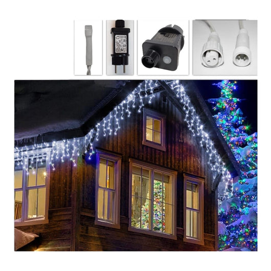 Tenda Luminosa 240 LED Bianco freddo 5m IP44 Flash Interno Esterno prolungabile