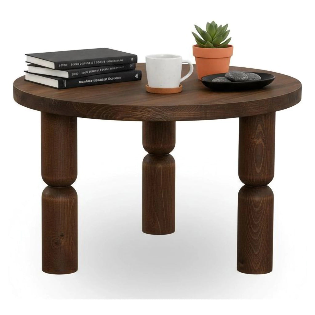 Tavolino da salotto Victorine, Tavolo basso da caffè, Portariviste per divano, Ripiano da soggiorno, 60x60h40 cm, Noce