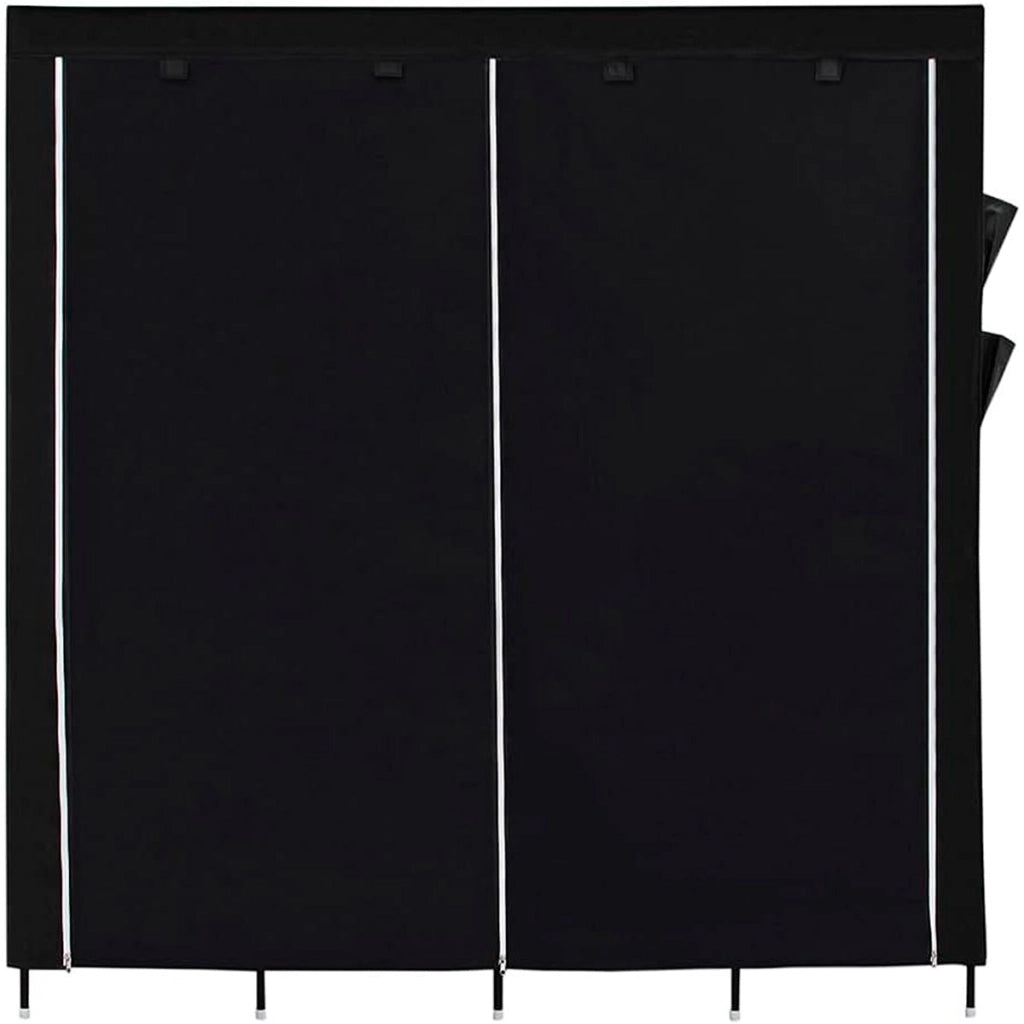 Armadio Vestiario In Tessuto Con Ante Con Cerniera E Tasche Laterali Nyana Home Misure 170x167x45cm Nero