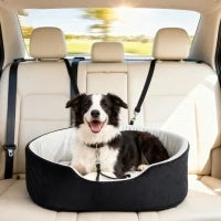 Seggiolino Auto per Cani Piccoli e Medi fino a 15 kg, Sfoderabile e Lavabile, con Base Antiscivolo, Nero