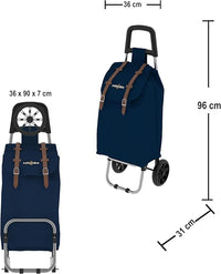 Colombo Carrello spesa SMART BLU 36X7X90 Cm Portata 25kg Tessuto Impermeabile