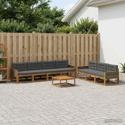 Set di divani da esterno con cuscino 8 pcs Naturale e Antracite