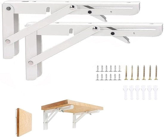 Supporte inclinabile - 400 mm - 2 pezzi - supporto per parete in metallo bianco - per garage cucina - carico di 90 kg