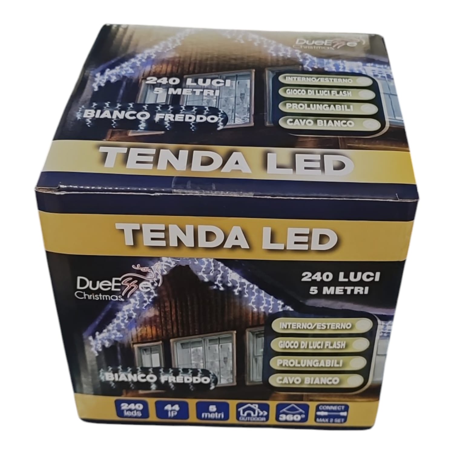 Tenda Luminosa 240 LED Bianco freddo 5m IP44 Flash Interno Esterno prolungabile