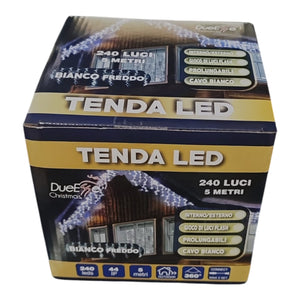 Tenda Luminosa 240 LED Bianco freddo 5m IP44 Flash Interno Esterno prolungabile