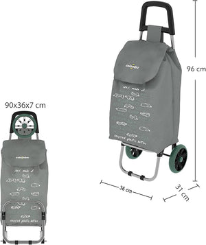 Colombo Carrello spesa Trolley prodotto da materiale riciclato GREENWICH GRIGIO 36X7X90 Cm Portata 25kg Imperm.