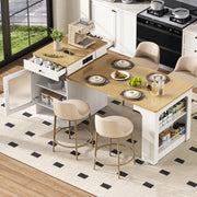 Tavolo da pranzo - isola cucina su ruote - piano estraibile - bar con prese - bianco - per cucina e sala