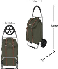 Colombo Carrello spesa DAKAR VERDE MILITARE 43X8X92 Cm Portata 30kg Impermeabile