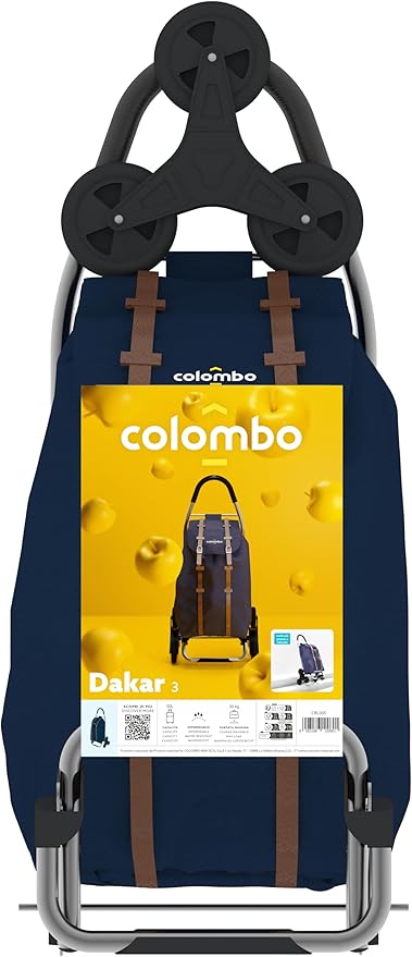 Colombo Carrello spesa DAKAR 3 BLU 6 RUOTE 47X9X94 Cm Portata 30kg Impermeabile