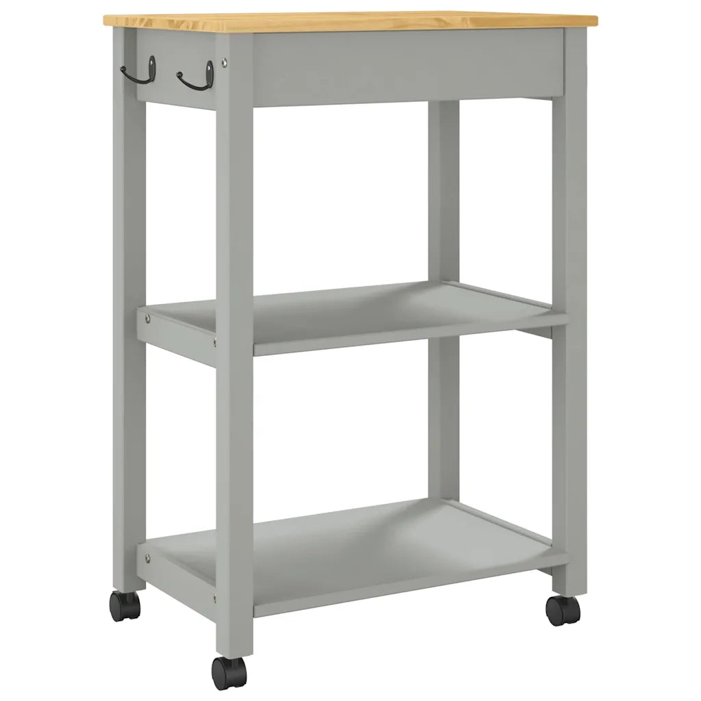 Carrello da Cucina MONZA 60x40x88,5 cm in Legno Massello di Pino 376095