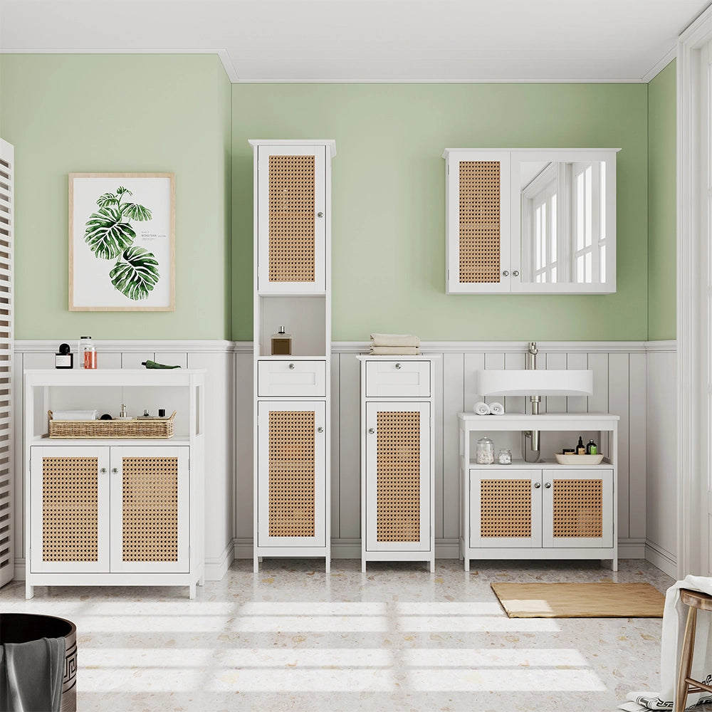 Vicco Set di mobili da bagno Bianco 5 parti, con armadio alto