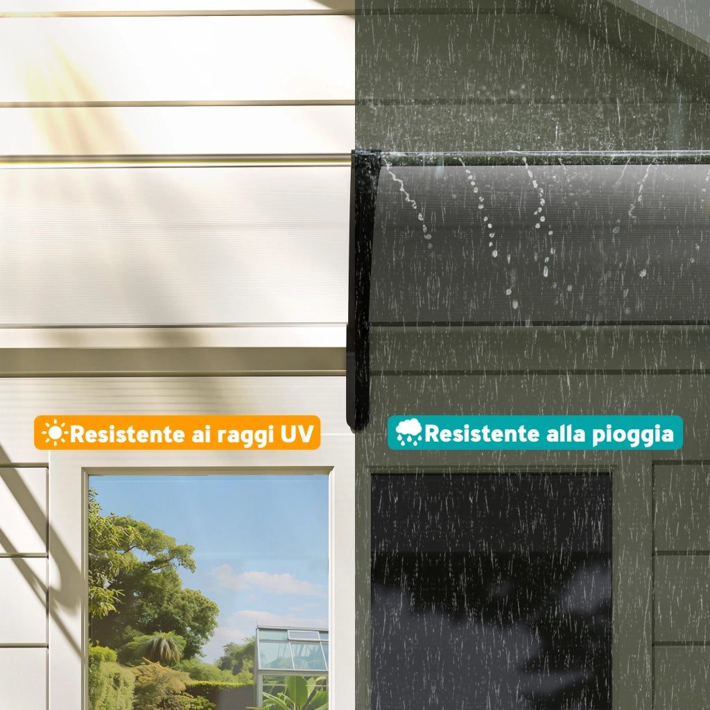 Tettoia da Esterno in Policarbonato e Alluminio ¨C zephmum ¨C 195x75cm Trasparente