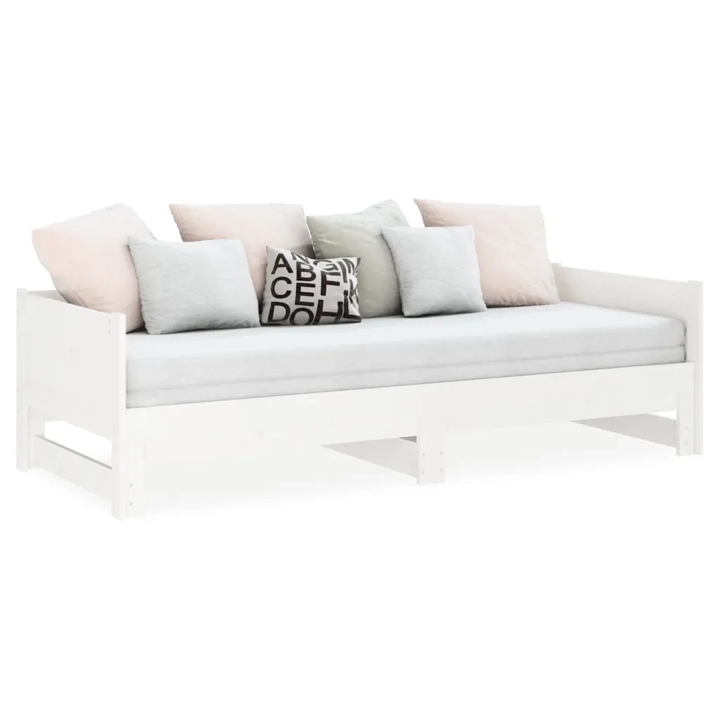 Dormeuse Estraibile Bianca Legno Massello di Pino 2x(90x190) cm cod mxl 58479