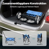 Carretto a mano pieghevole, max 68 kg, tessuto impermeabile blu, Carrello