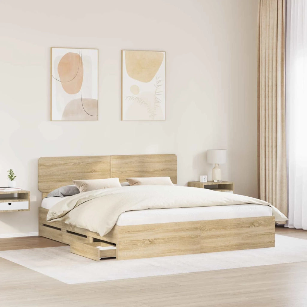 Struttura del letto con cassetto Rovere Sonoma 180 x 200 cm 3412159