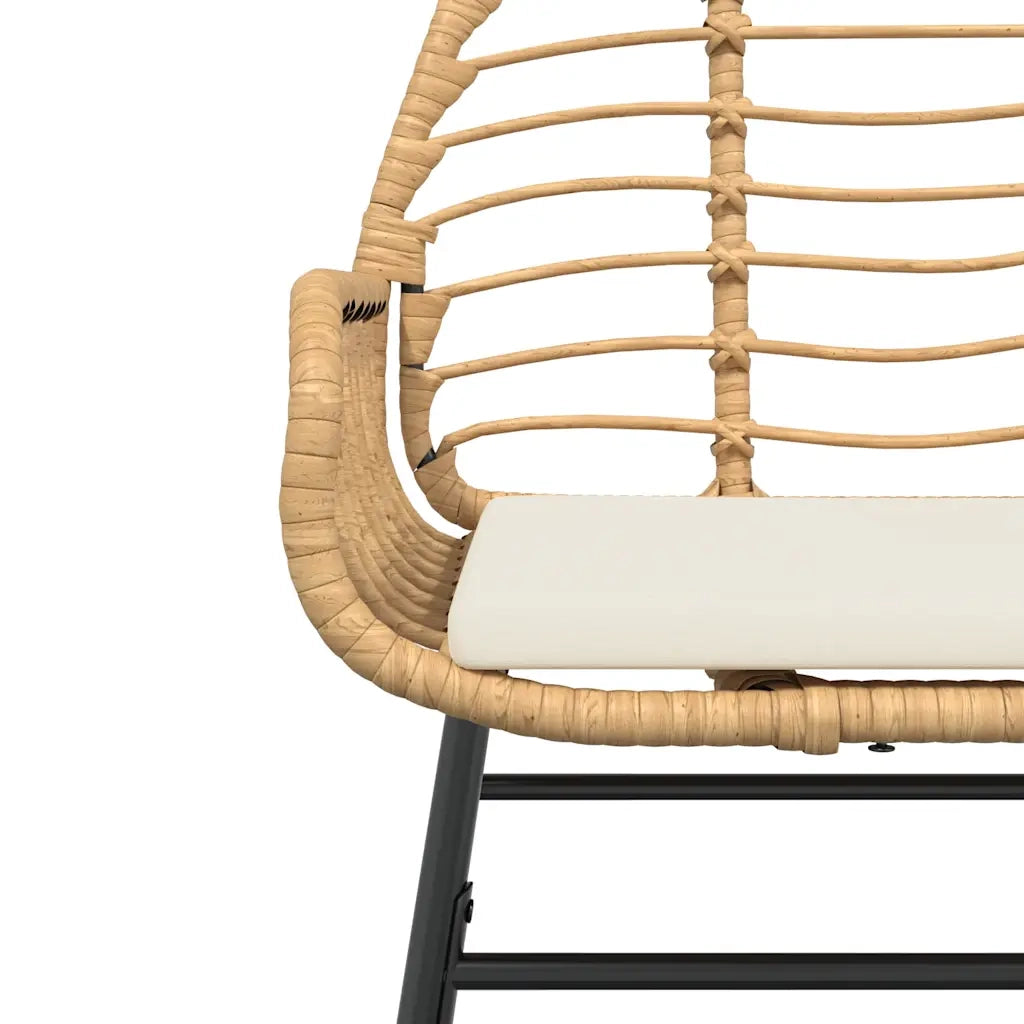 Set da Pranzo da Giardino 9 pz con Cuscini Polyrattan Vetro