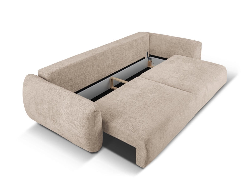 Cosmopolitan Design - Divano convertibile con contenitore "Matera" 3 posti in ciniglia beige 