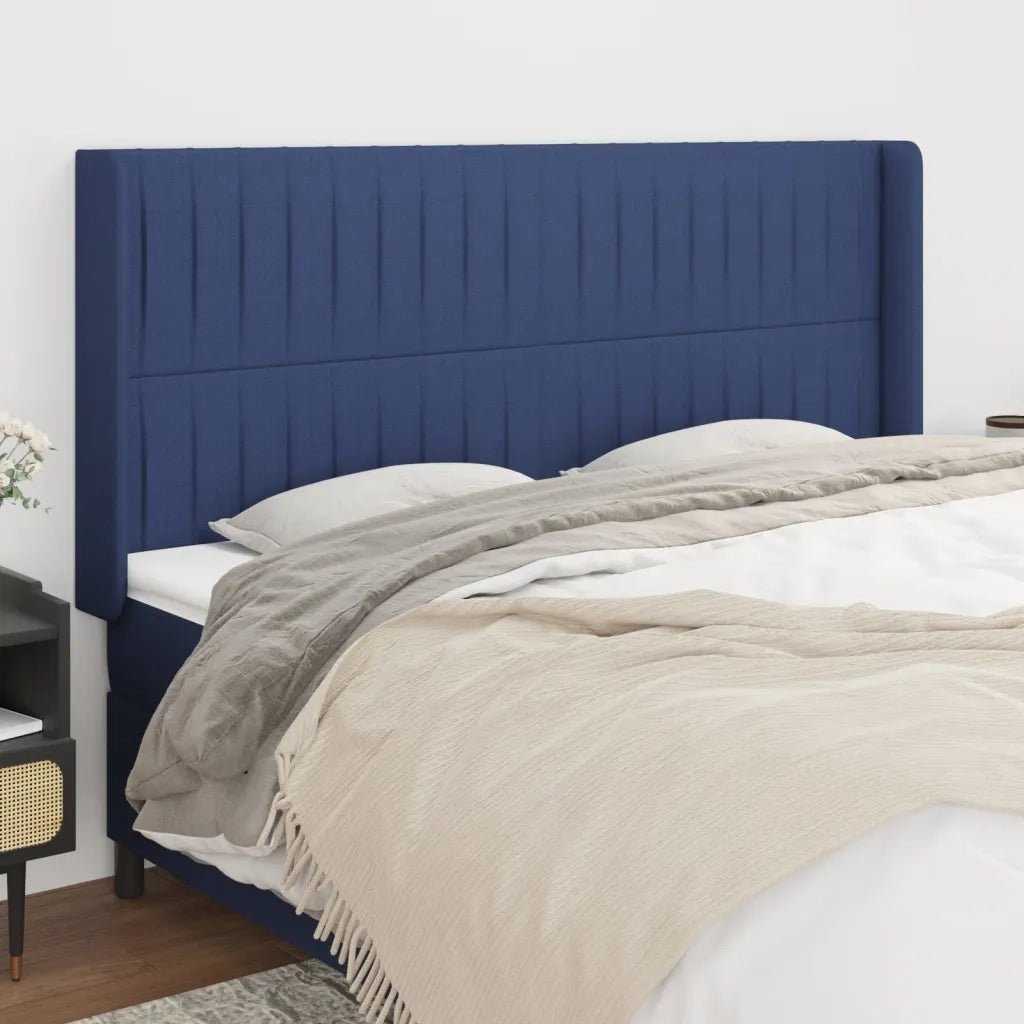 Testiera ad Orecchio-Testata con Orecchie Blu 163x16x118/128 cm in Tessuto 466998