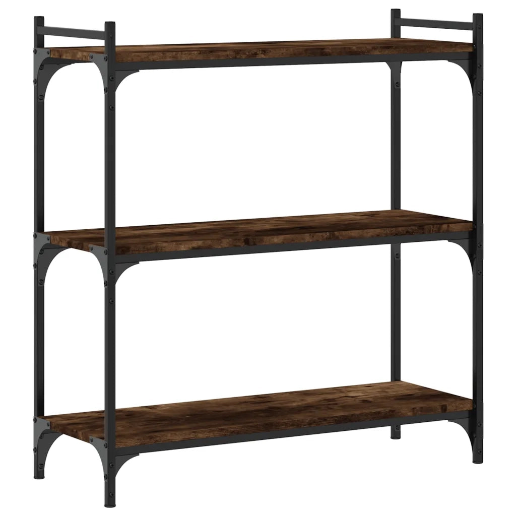 Libreria a 3 Ripiani-Scaffale per Libri-Mobile di Stoccaggio Rovere Fumo 80x30x86 cm Legno Multistrato